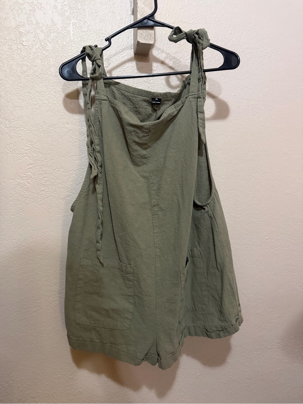 Sleeveless Tie-Shoulder Olive Green Romper